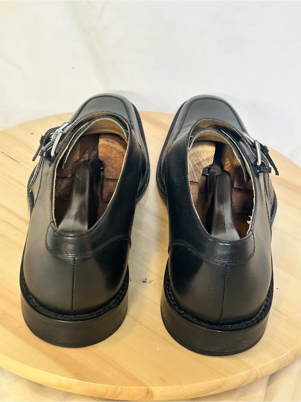 Marco Vittorio Men’s Black Leather Double Monk Strap Square Toe Shoes US 10.5M